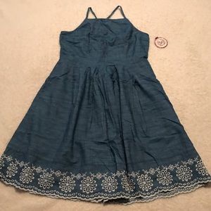 Denim dress with embroidery detail